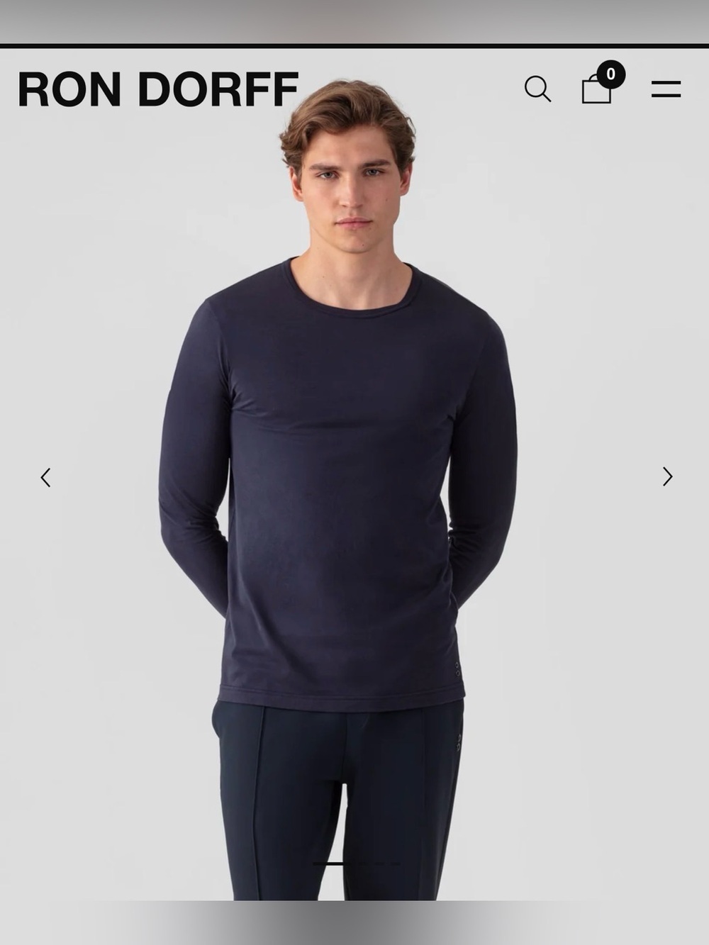 Ron Dorff Long  Sleeve T-Shirt Eyelet Edition Navy , Large